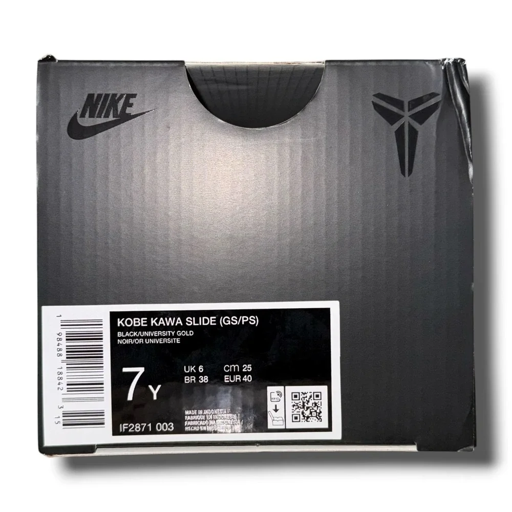 Nike Kobe Kawa Slide GS Black University Gold IF2871-003 7Y Kids Fits Women 8.5